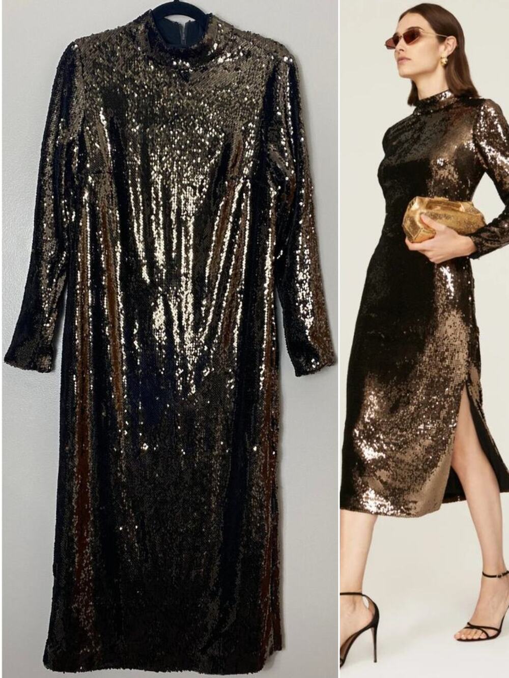 Ted Baker Brown Sequin Dress Fall Wedding Guest Cocktail